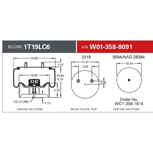 Firestone Air Spring - Rear, Air Suspension, W013588091 W013588091 - main